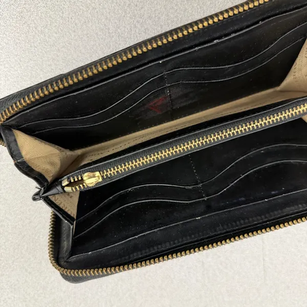 Lauren Ralph Lauren Wallet Womens OS Black Leather Zip Around Buckle Detail - Image 8