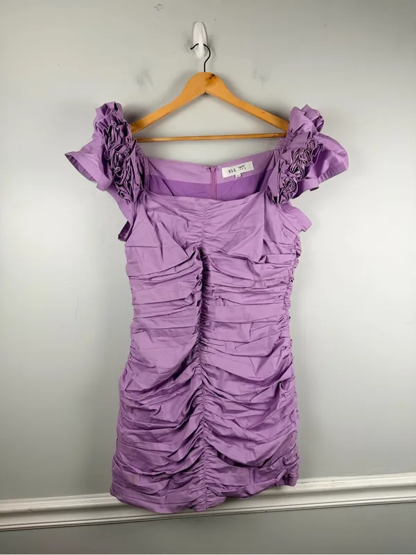 Elliatt Shirley in lavender Purple Poplin mini Dress size large - Image 3