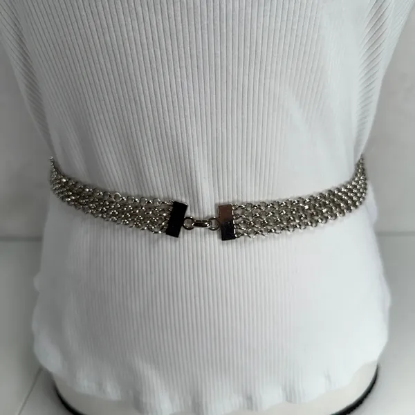 Vintage OS Chain Belt Silver Multi-Strand Boho Adjustable Y2K Accessory - Image 3
