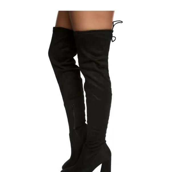 Bamboo Over the Knee Chunky High Heel Boots 2 inch high article 03 suade like - Image 5