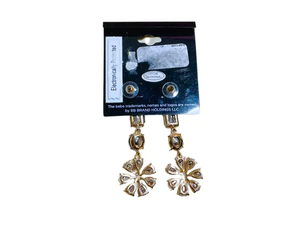 Bebe Sparkling Flower Crystal Rhinestone Floral Dangle  - Image 9