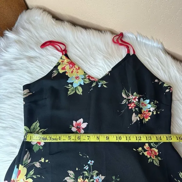 Lulu’s Go Fleur a Twirl Black Floral Print Handkerchief Midi Dress Size Large - Image 8