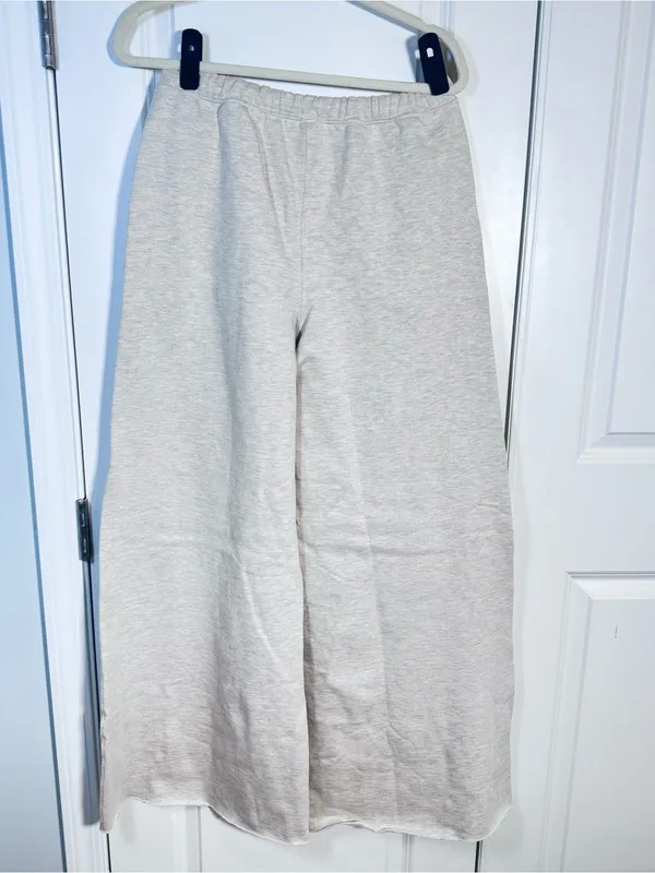FP Movement For The Win Wide Leg Pants XS Oatmeal Heather Raw Hem Free People - Image 3