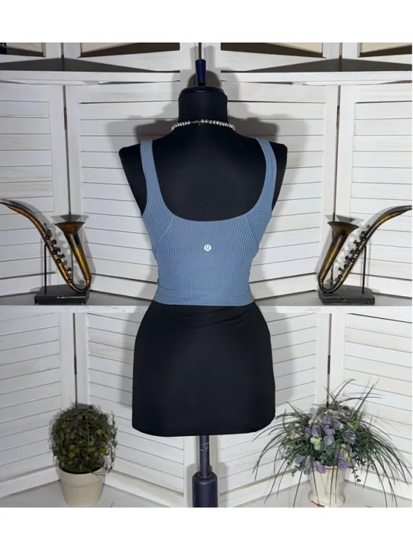 Lululemon ribbed softreme tank top cropped oasis blue athleisure activewear yoga - Image 4