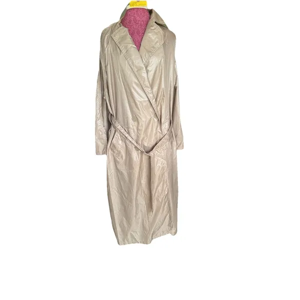 THE TOTES COAT Tan Button Up Midi Water Repellent Vintage Style One Size - Image 4