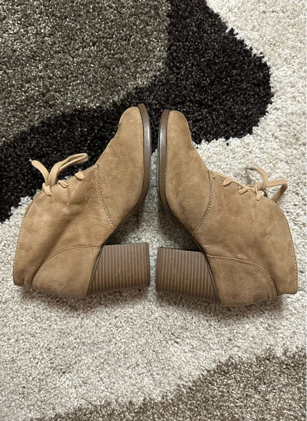 Faux Suede Light Brown Booties Size 9 - Image 4