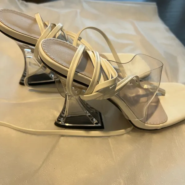 SHEIN White Transparent Heels with Strappy Design size 38 - Image 6