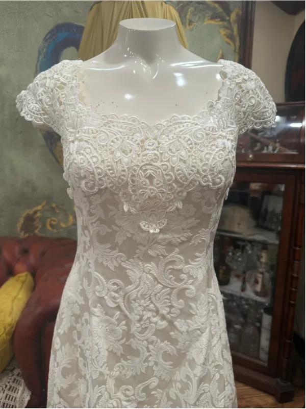 Vintage Scott McClintock Millennium 2000 Lace Maxi Dress 4 White Bridal Prom Y2K - Image 6