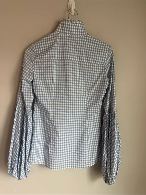 Caroline Consta Jacqueline Button Down Shirt Gingham Small Blue - Image 4