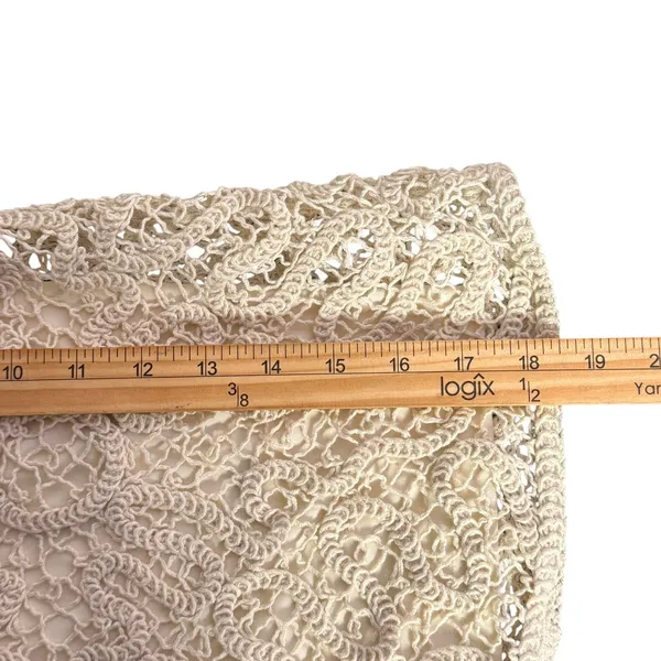 A New Day BOHO Crochet Lace Overlay Mini Skirt Cream‎ Beige Open Knit Festival Size S - Image 10