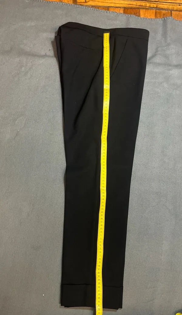 Theory Black Wool Blend Cuffed Straight Leg Trousers Size 8 - Image 8