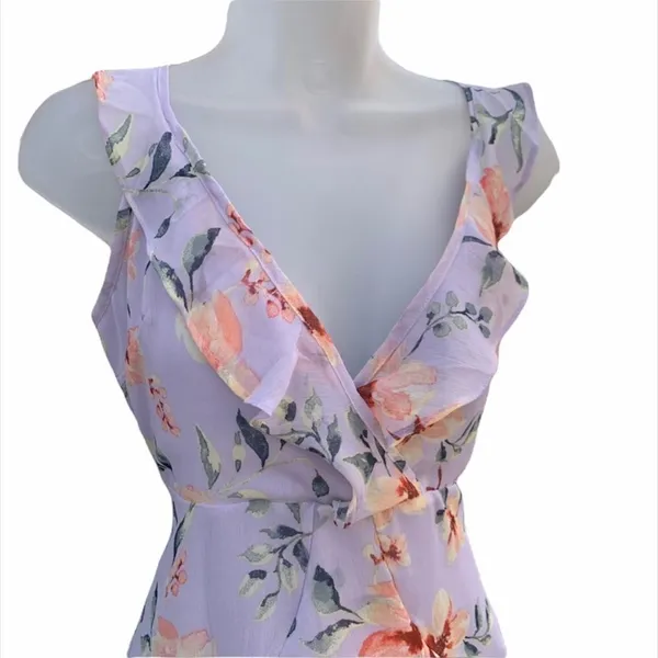 ✨HP✨Layered Ruffle Floral Cami Strap Dress✨ Purple - Image 4