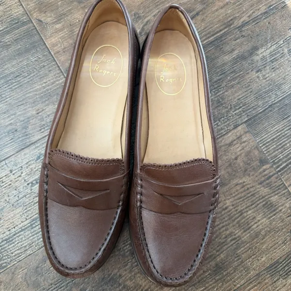 Jack Rogers Quinn Penny Loafers Sz 10 Brown Leather Academic Classic Brazil Made - Image 2