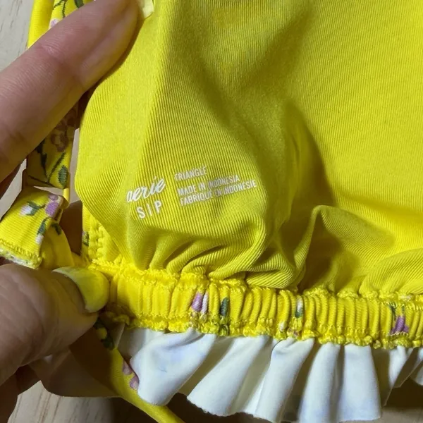 Aerie Yellow Floral Ruffle Bikini Top Triangle Swim Top‎ Women's Small - Image 5