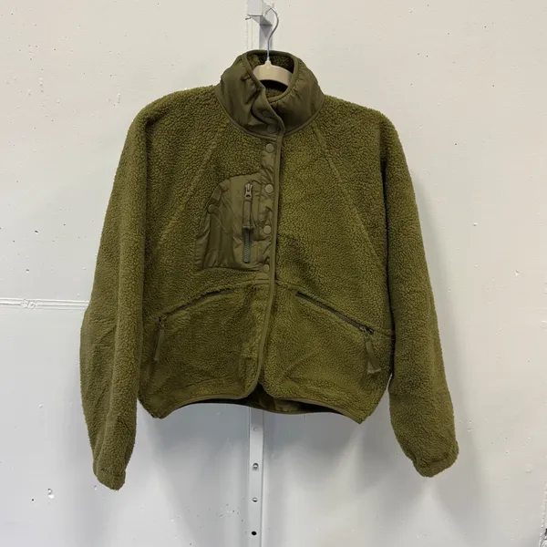 Free People FP Movement Hit The Slopes Fleece Jacket Olive Green XS OB1011351 - Image 2