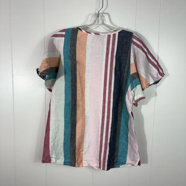 J.Crew 100% Linen Colorful Striped Ruffle Sleeve Blouse Top Breathable Summer 6 - Image 5