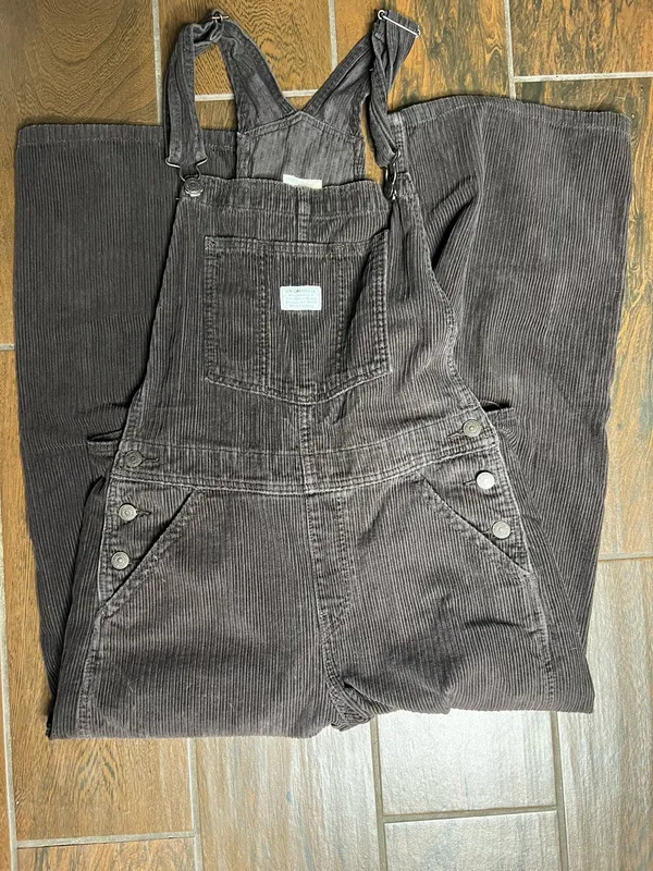 Levi’s Premium Wide Leg Corduroy Brown Overalls Women’s XS - Image 2