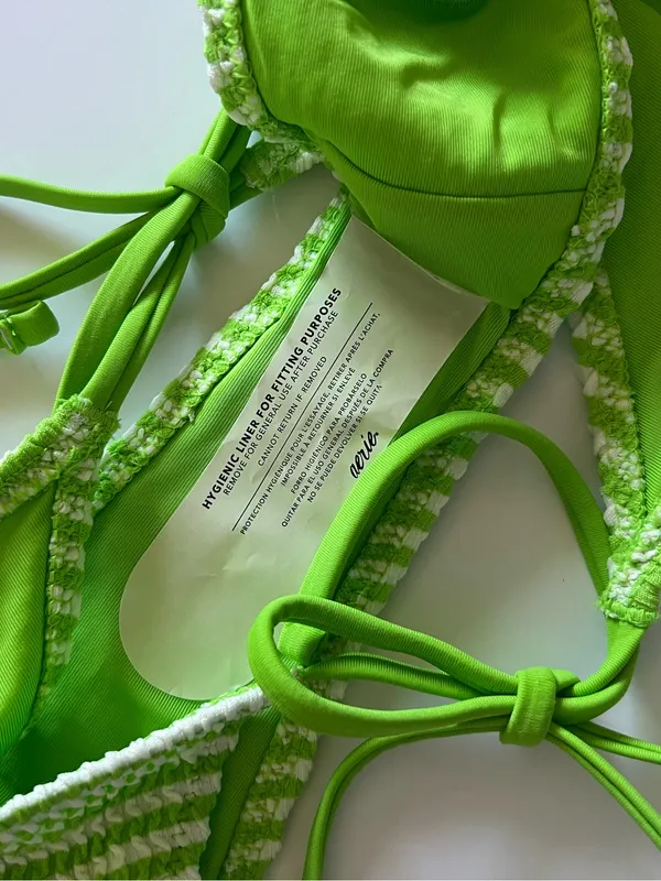 {Aerie} Brand New Crinkle Stripe Cheekiest Tie Bikini Bottoms - Image 9