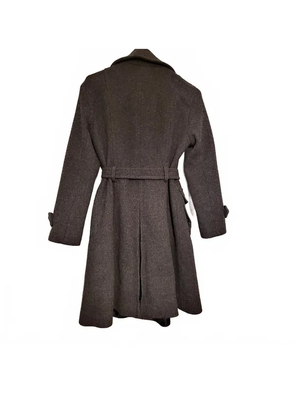 DKNY Womens Wool Blend Tie Belt Trench - Size 6 - Image 4