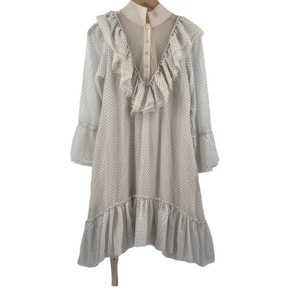 HAH Hot As Hell Dress Size Extra Small Polka Dot Swiss Dots Ruffle Lace Mesh NWT - Image 4