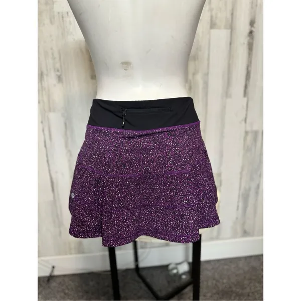 Lululemon Purple Speckled Athletic Skort Size 6 Built-In Shorts Zipper Pocket - Image 9