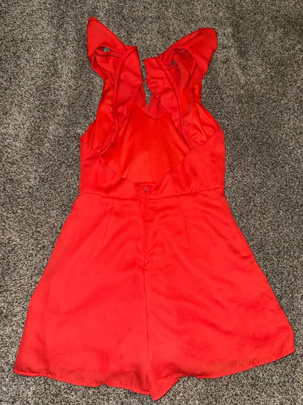 DO+BE Red Ruffle Halter Romper - Image 2