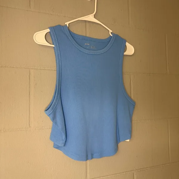 NWT Aerie New Day Curved Hem Tank Top in Blue Vinyl Women’s Size XL Summer Tank - Image 4