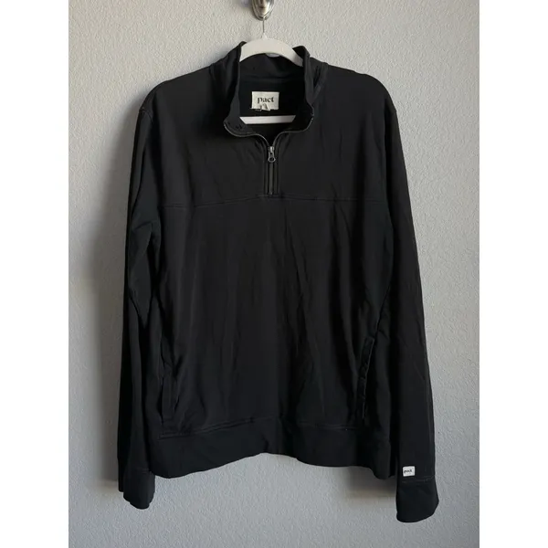 Pact Women Essential 1/4 Zip Pullover Sweatshirt Black Size M Organic Athleisure - Image 11