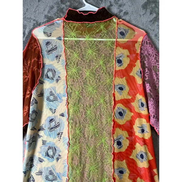 CeliaB Patchwork Floral Lace Bell Sleeve Dress Boho Cottagecore Whimsical Large - Image 5