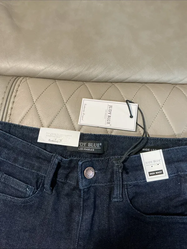 Judy Blue Dark Blue Braided Trim Wide Leg Jeans - Image 3