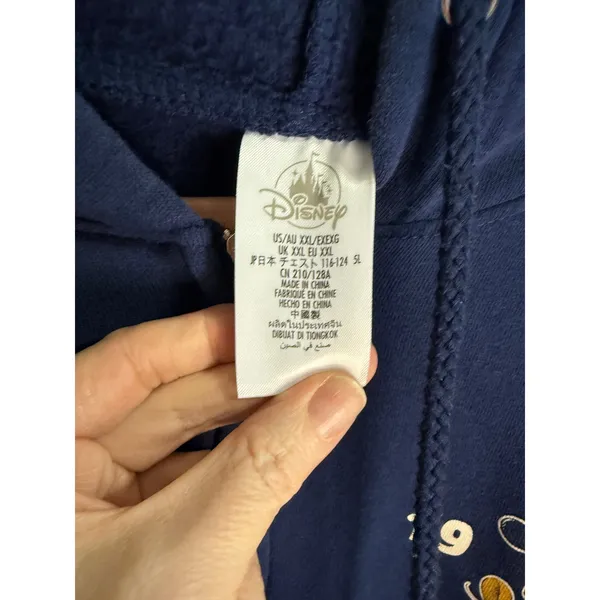 Disney Mickey Mouse Walt Disney World Zip Up Hoodie Navy Blue Graphic Jacket XXL - Image 4