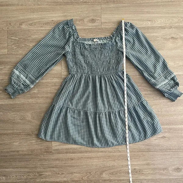 American Eagle gingham smocked long-sleeved dress - large - Image 4