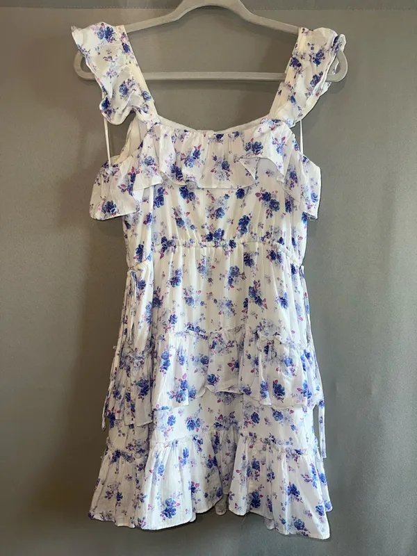 LoveShackFancy x Target Lou Tiered Ruffle Mini Dress Purple Floral Size M - Image 2
