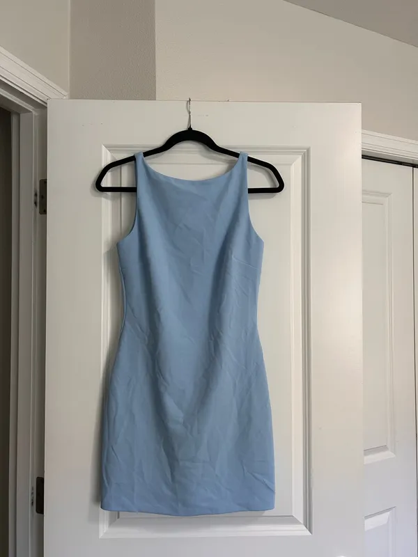 New Showpo Bindi Boat Neck Bodycon Mini Dress In Blue Size 6 MSRP $119 - Image 5