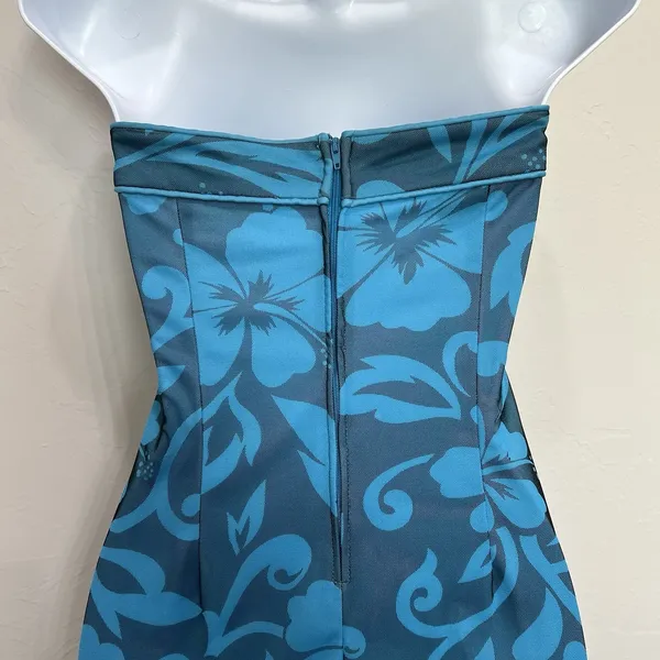 VTG Y2K 90s Sz 10 Asymmetric‎ Dress Fairy Midi HOCO Floral Mesh Strapless Ruffle - Image 7