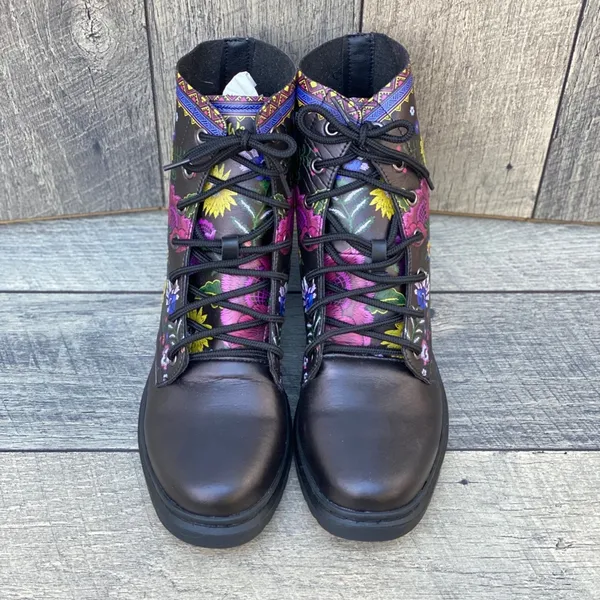 Yes We Vibe Flower Unisex Chelsea Combat Boots Sz 11.5 - Image 6