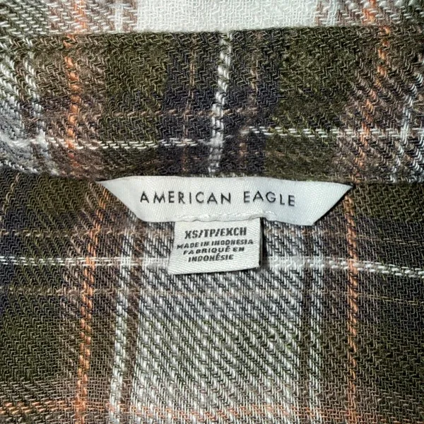 American Eagle Women's Plaid Flannel Peplum Button Up Shirt - Image 2