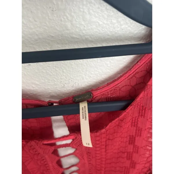 Free People Wherever You Go Red Mini Dress Halter Cutout Boho Festival Flowy 12 - Image 7