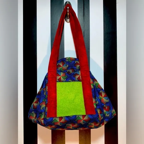 Fabric Quilted Handmade Zipper Folding Oversize Handbag Unique Funky Zips Shut - Image 11