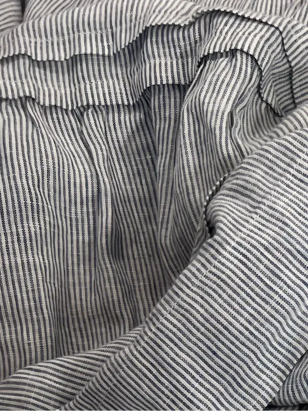 Quince 100% European Linen Tiered Maxi Dress Blue Pinstripe - Image 13