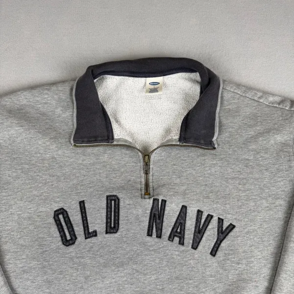 Vintage Old Navy Womens Large Quarter Zip Sweatshirt Grey - Image 6