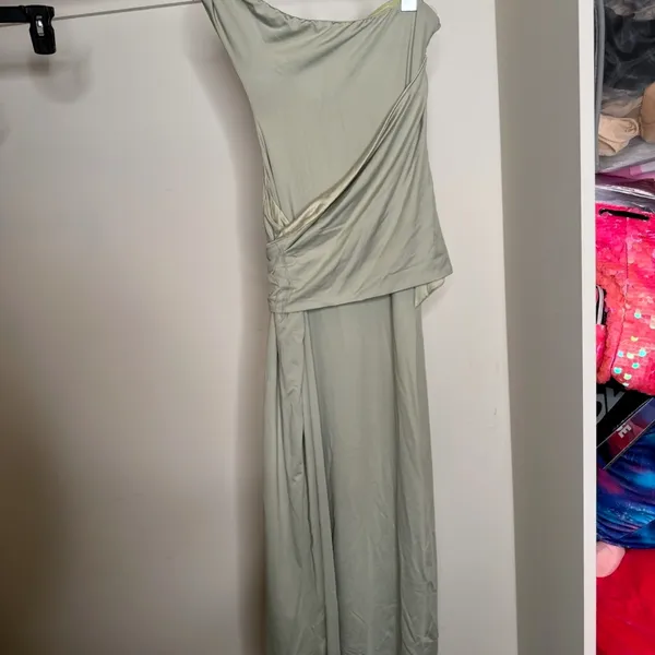Peppermayo One Shoulder Dress in Light Green - Image 3