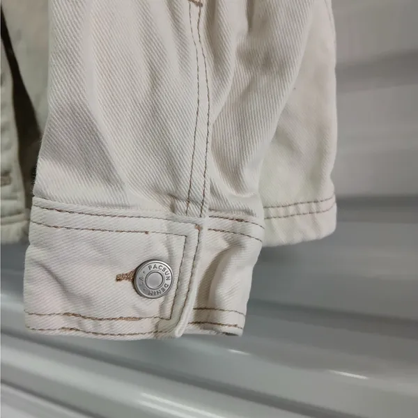 Pacsun Womens Denim Jacket XS/S Beige Oversized Y2K Shacket Trucker Coat Coastal - Image 7