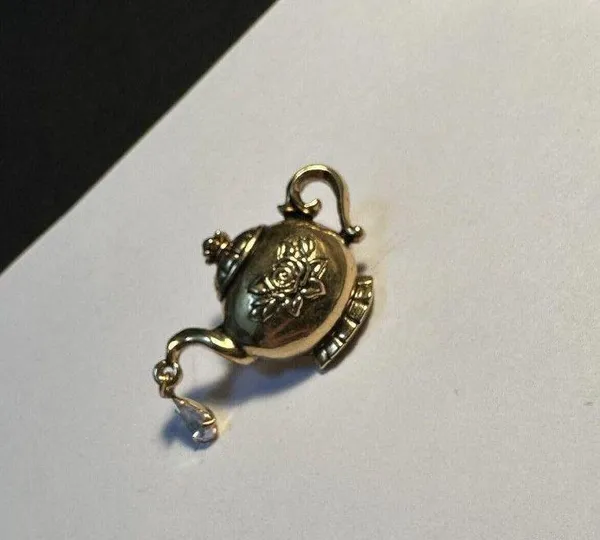 Signed Avon Teapot Brooch Tack Pin Gold Tone - Image 3