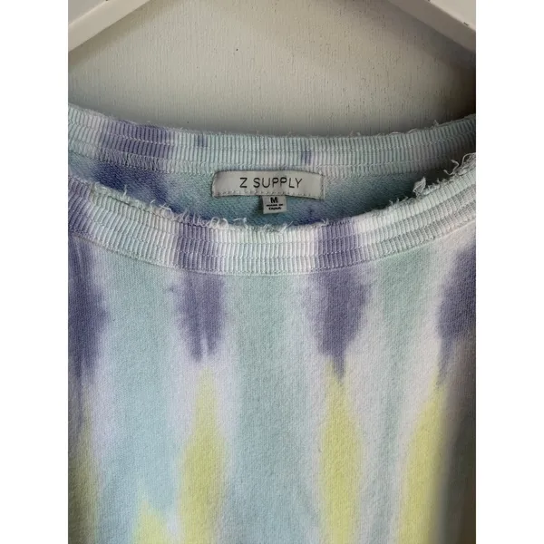 Z Supply Pastel Tie Dye Cropped Sweatshirt Medium Oversized 100% Cotton - Image 5