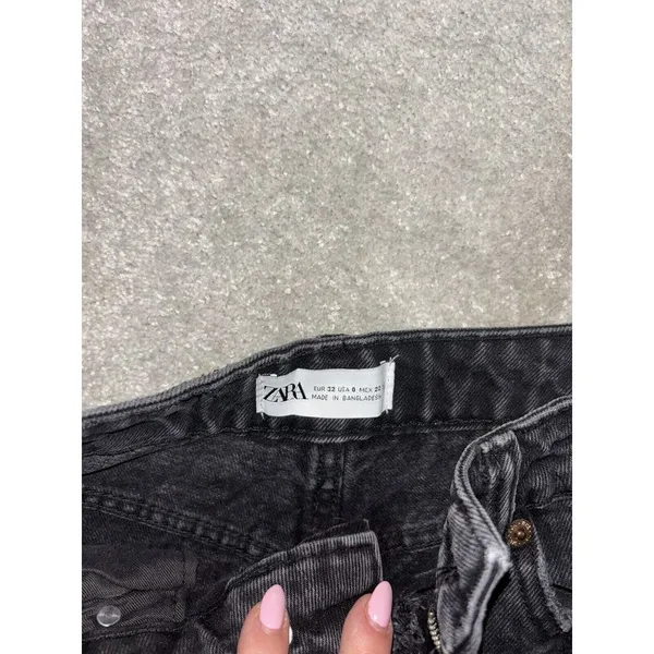 zara‎ black straight jeans distressed size 0 EUC - Image 4