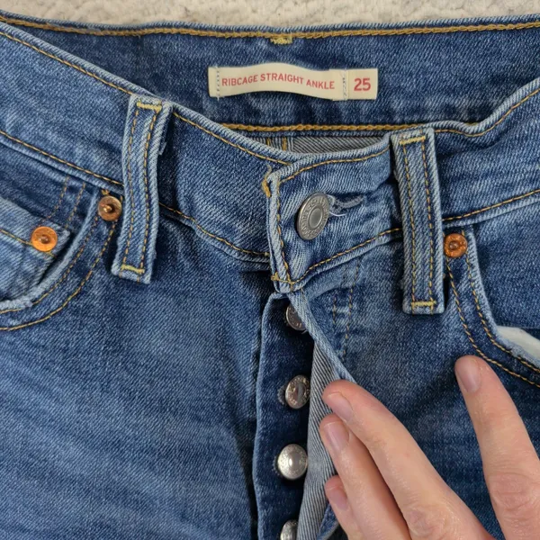 Levis Ribcage Straight Ankle Jeans Womens 25 Blue Medium Wash 72693-0121 - Image 3