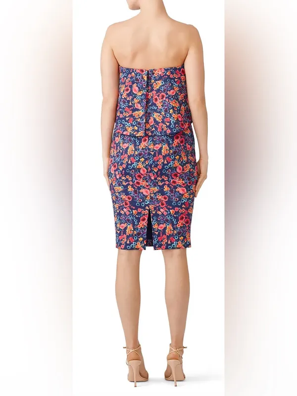 Badgley Mischka Floral Popover Sheath Dress Size 10 - Image 3