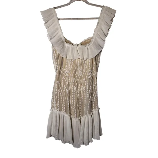 Saints + Secrets White Lace Dress Ruffled Off the Shoulder - Image 4