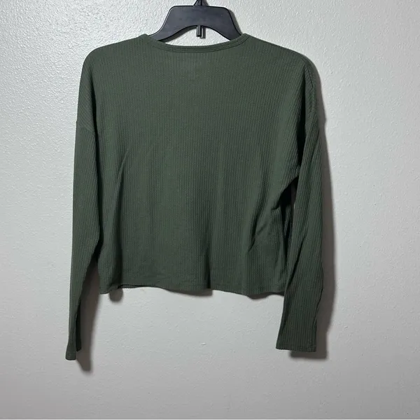 Hollister Women Green Ribbed Long Sleeve‎ Top Size Small - Image 6